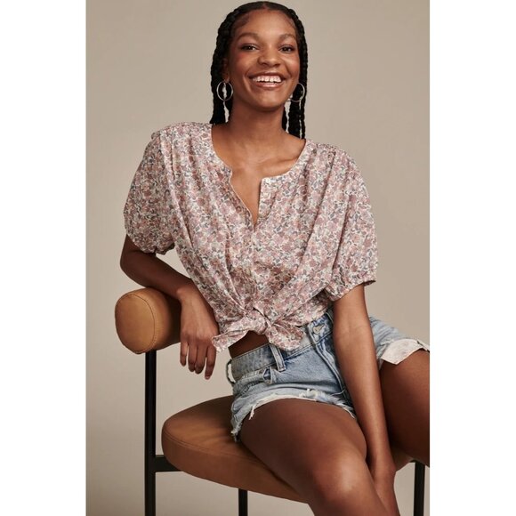 Lucky Brand Womens Printed Cotton Top Smocked blouse Pink Size XXL MSRP $80 - Picture 5 of 5